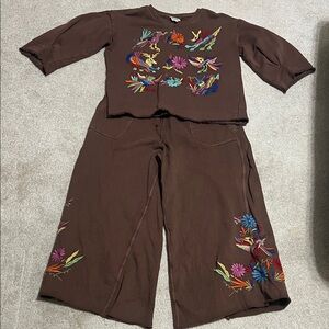 Beautiful Brown Embroidered Two-Piece Set